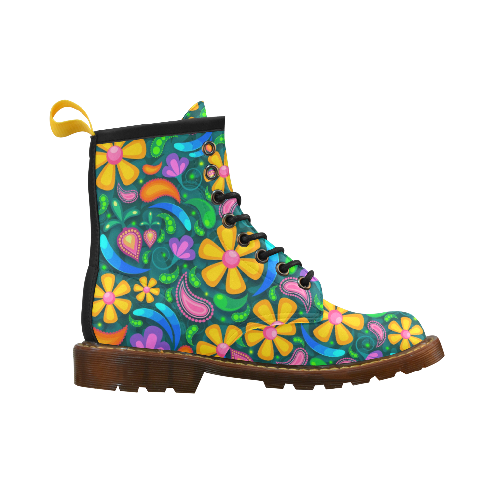 Retro Flowers High Grade PU Leather Martin Boots For Women Model 402H