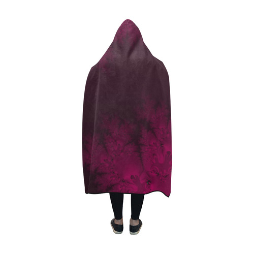 Frosty Fuchsia Fantasy Fractal Abstract Hooded Blanket 60''x50''
