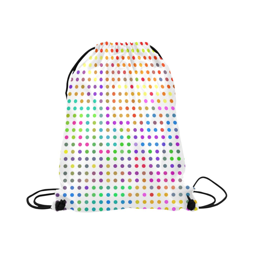 Retro Rainbow Polka Dots Large Drawstring Bag Model 1604 (Twin Sides)  16.5"(W) * 19.3"(H)