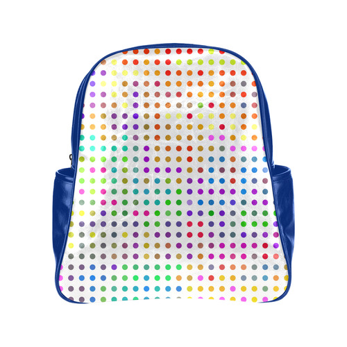 Retro Rainbow Polka Dots Multi-Pockets Backpack (Model 1636)