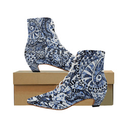 zentangle Mix 1216B by FeelGood Women's Pointed Toe Low Heel Booties (Model 052)