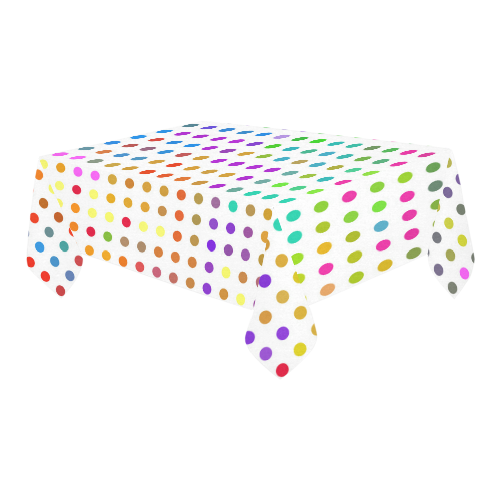 Retro Rainbow Polka Dots Cotton Linen Tablecloth 60" x 90"