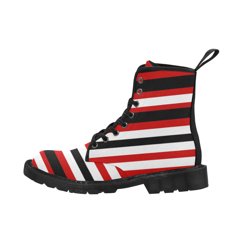 stripes Martin Boots for Women (Black) (Model 1203H)