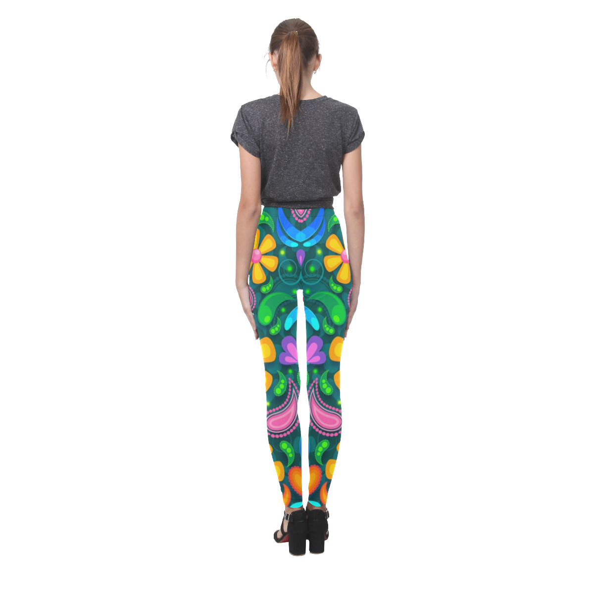 Retro Flowers Cassandra Women's Leggings (Model L01)