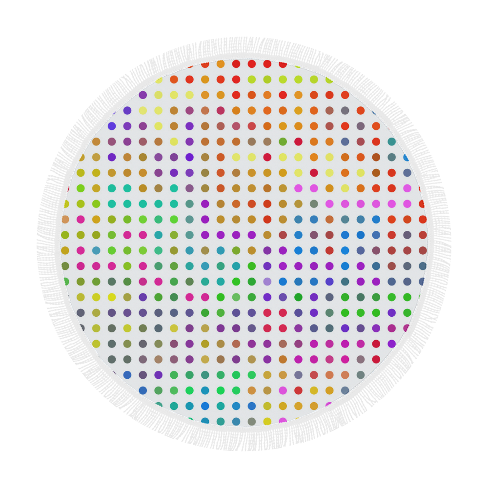 Retro Rainbow Polka Dots Circular Beach Shawl 59"x 59"