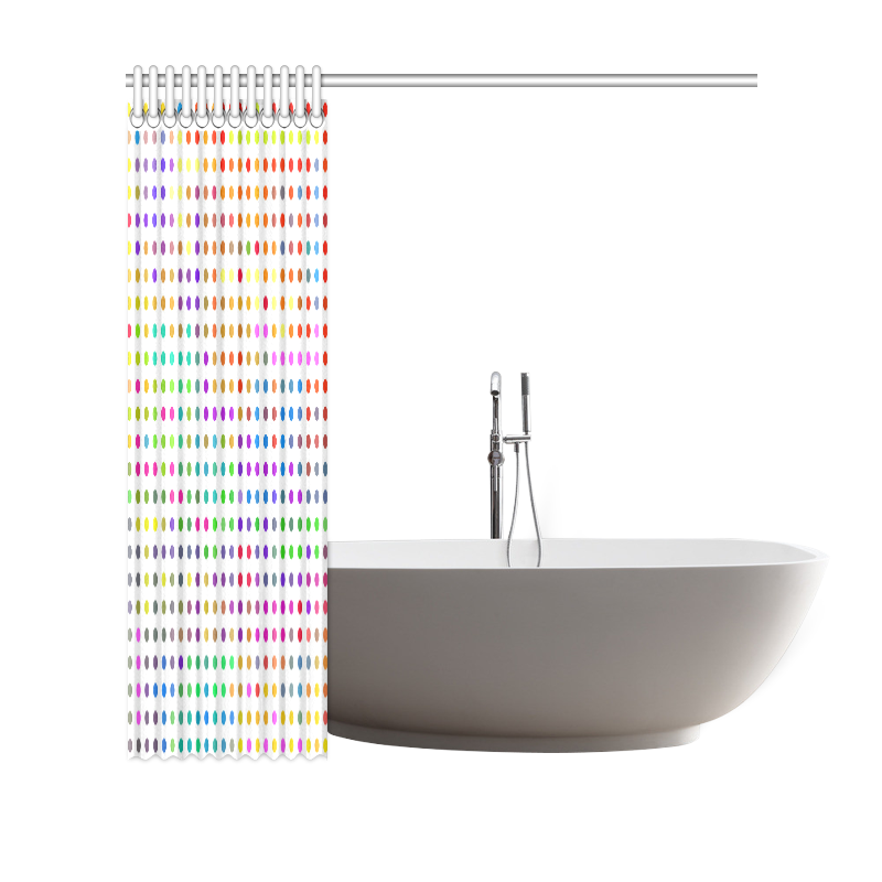 Retro Rainbow Polka Dots Shower Curtain 69"x70"