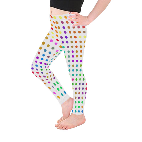 Retro Rainbow Polka Dots Kid's Ankle Length Leggings (Model L06)