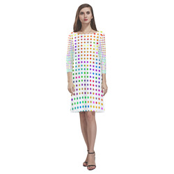 Retro Rainbow Polka Dots Rhea Loose Round Neck Dress(Model D22)