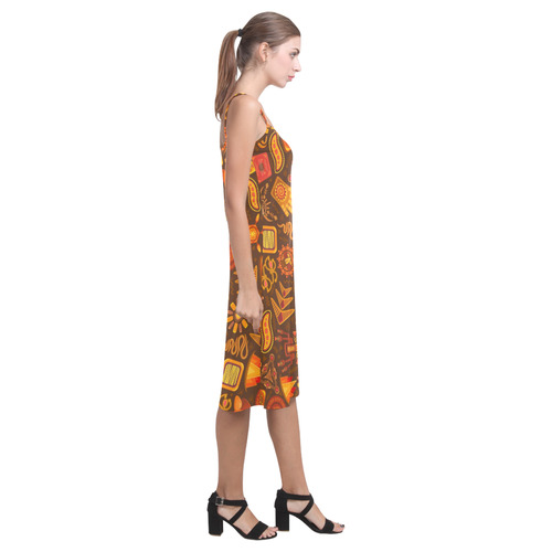 Ethno Pattern Orange Alcestis Slip Dress (Model D05)