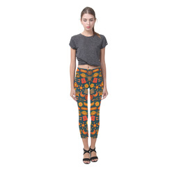 Ethno Pattern Green Orange 2 Capri Legging (Model L02)