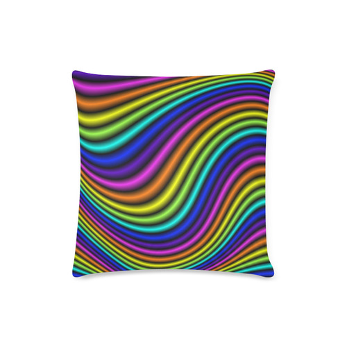 wavy rainbow Custom Zippered Pillow Case 16"x16"(Twin Sides)