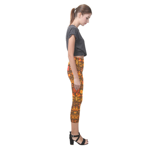 Ethno Pattern Orange 2 Capri Legging (Model L02)