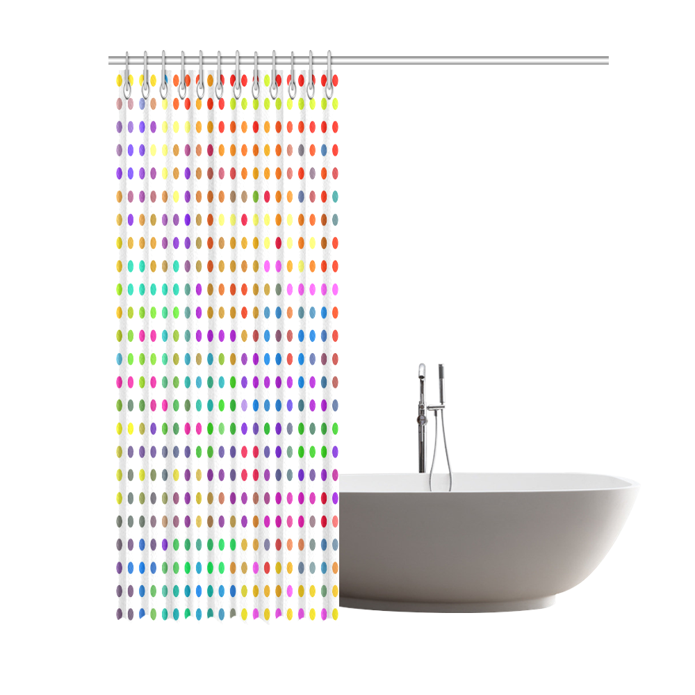 Retro Rainbow Polka Dots Shower Curtain 69"x84"