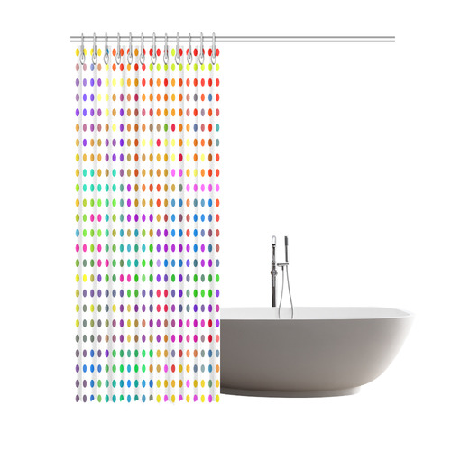 Retro Rainbow Polka Dots Shower Curtain 69"x84"