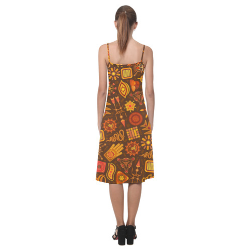 Ethno Pattern Orange Alcestis Slip Dress (Model D05)