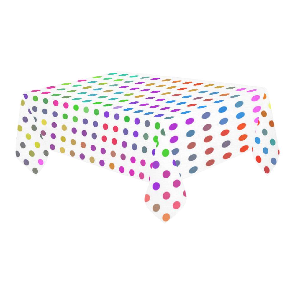 Retro Rainbow Polka Dots Cotton Linen Tablecloth 60" x 90"