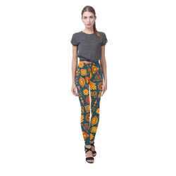 Ethno Pattern Green Orange Cassandra Women's Leggings (Model L01)