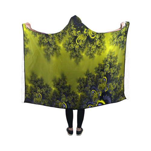 Frosty Sunlight on The Lake Fractal Abstract Hooded Blanket 50''x40''