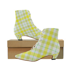 cozy and pleasant Plaid 1F Women's Pointed Toe Low Heel Booties (Model 052)