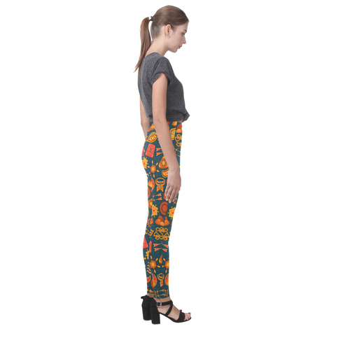 Ethno Pattern Green Orange 2 Cassandra Women's Leggings (Model L01)