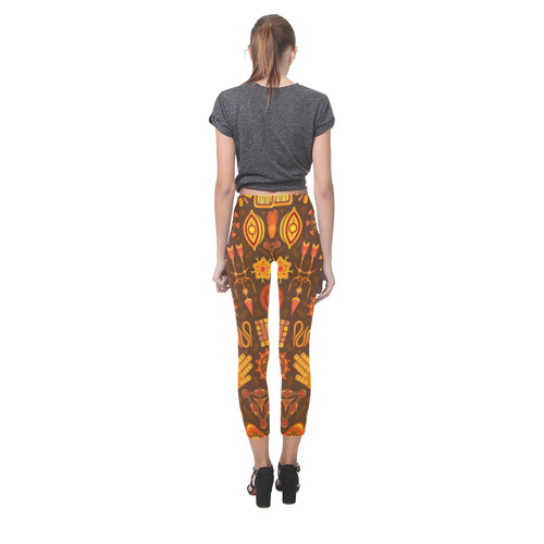 Ethno Pattern Orange Capri Legging (Model L02)