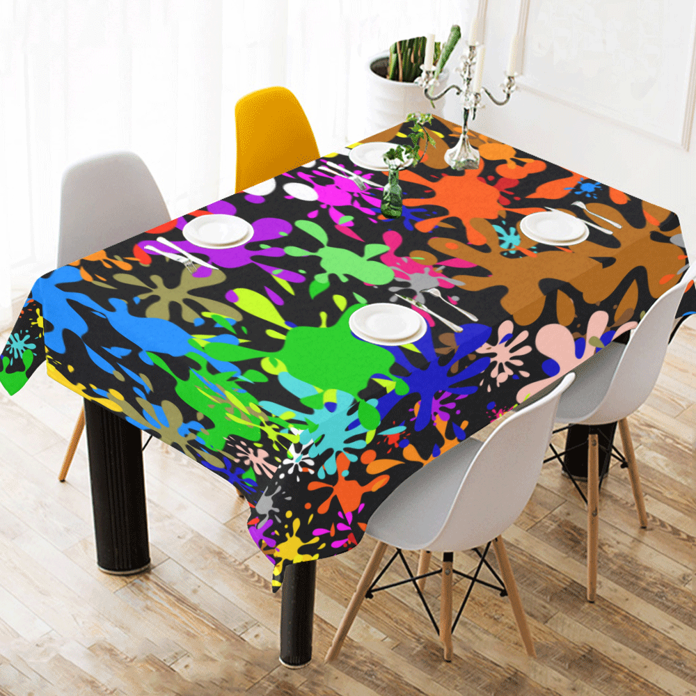 Paint Splats & Ink Blots Cotton Linen Tablecloth 60" x 90"