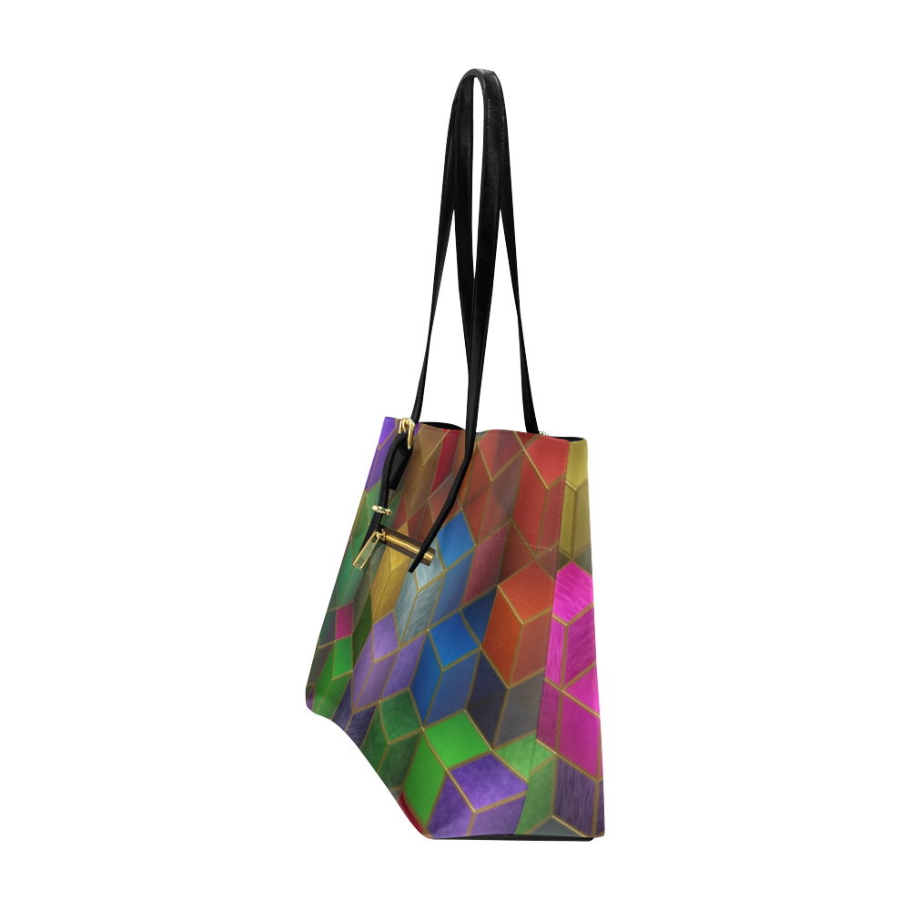Geometric Rainbow Cubes Texture Euramerican Tote Bag/Large (Model 1656)