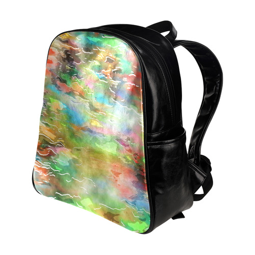 Watercolor Paint Wash Multi-Pockets Backpack (Model 1636)