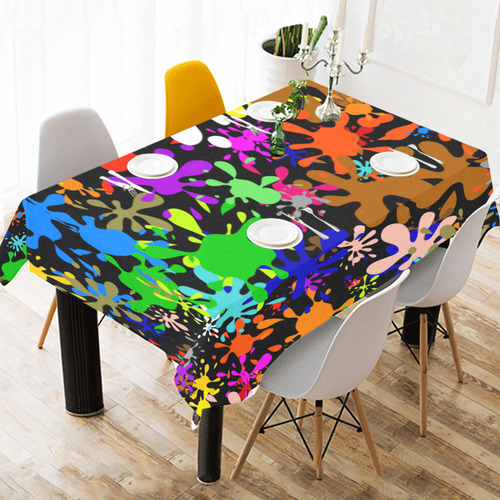 Paint Splats & Ink Blots Cotton Linen Tablecloth 52"x 70"