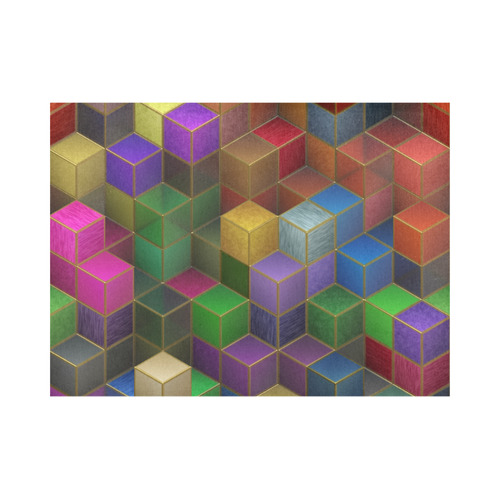 Geometric Rainbow Cubes Texture Placemat 14’’ x 19’’ (Set of 6)