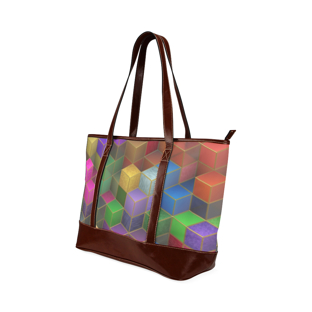 Geometric Rainbow Cubes Texture Tote Handbag (Model 1642)