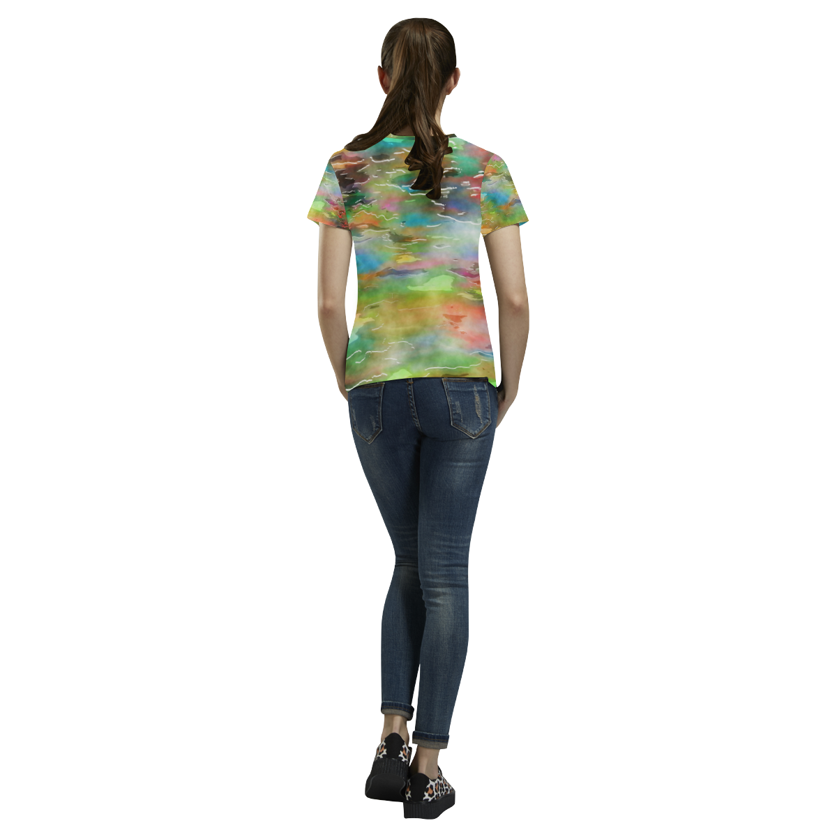 Watercolor Paint Wash All Over Print T-Shirt for Women (USA Size) (Model T40)