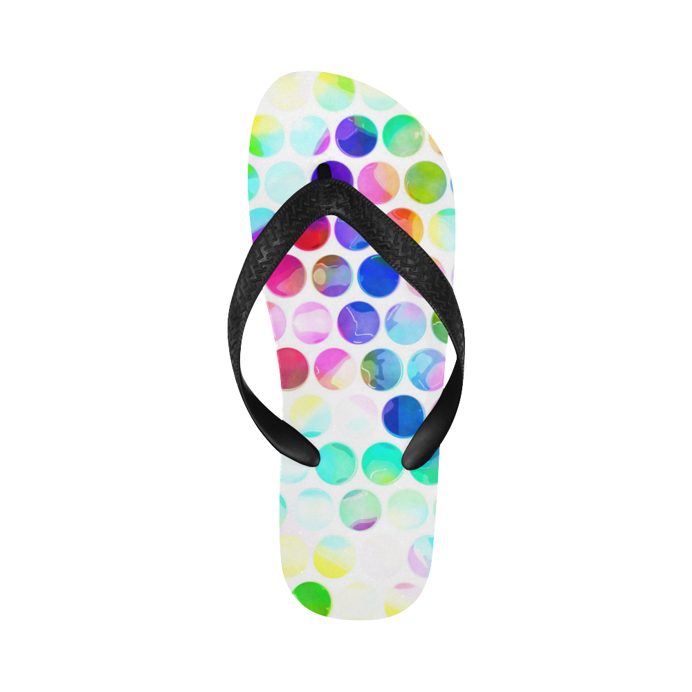 Watercolor Polka Dots Flip Flops for Men/Women (Model 040)