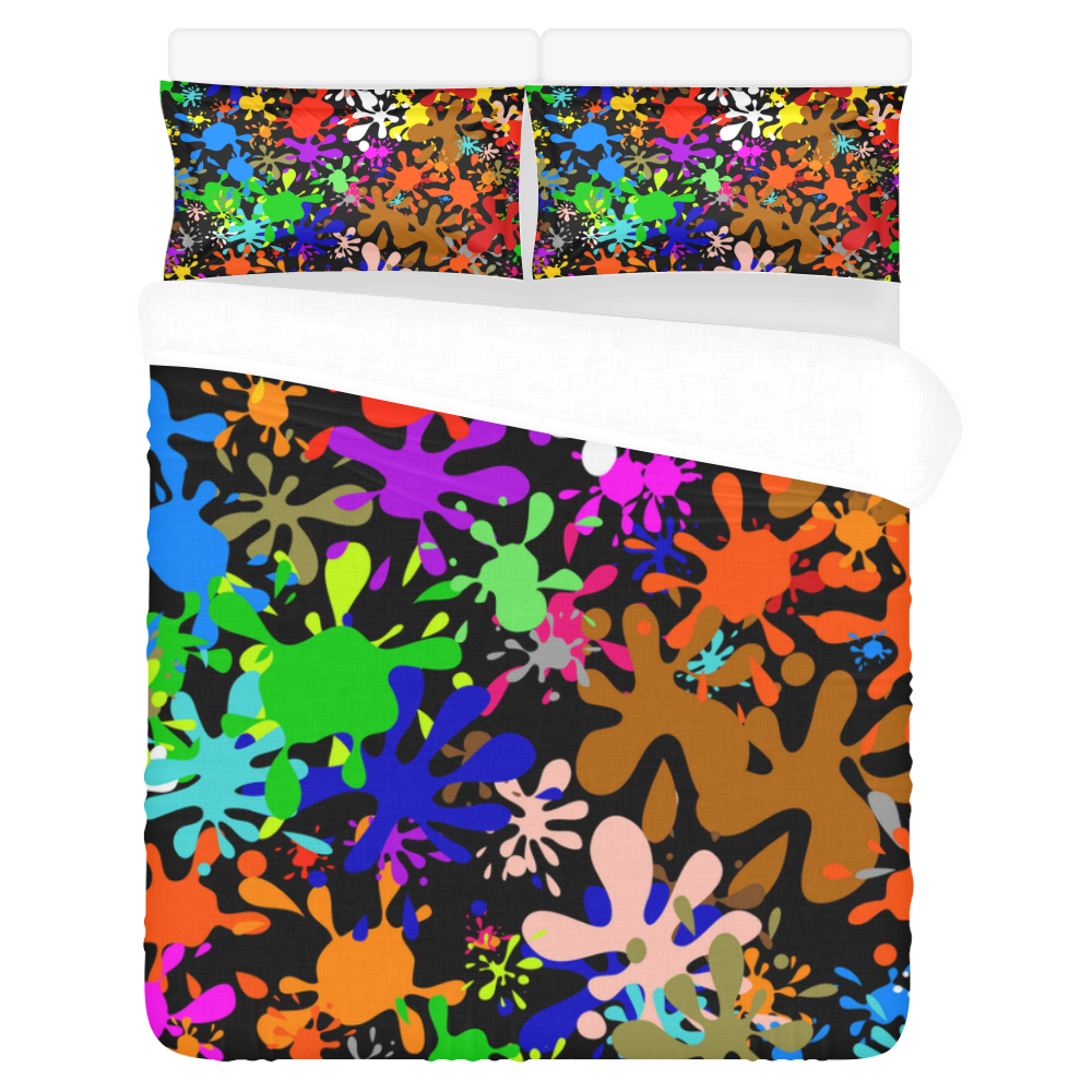 Paint Splats & Ink Blots 3-Piece Bedding Set