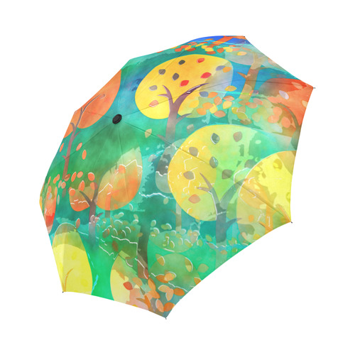 Watercolor Fall Forest Auto-Foldable Umbrella (Model U04)