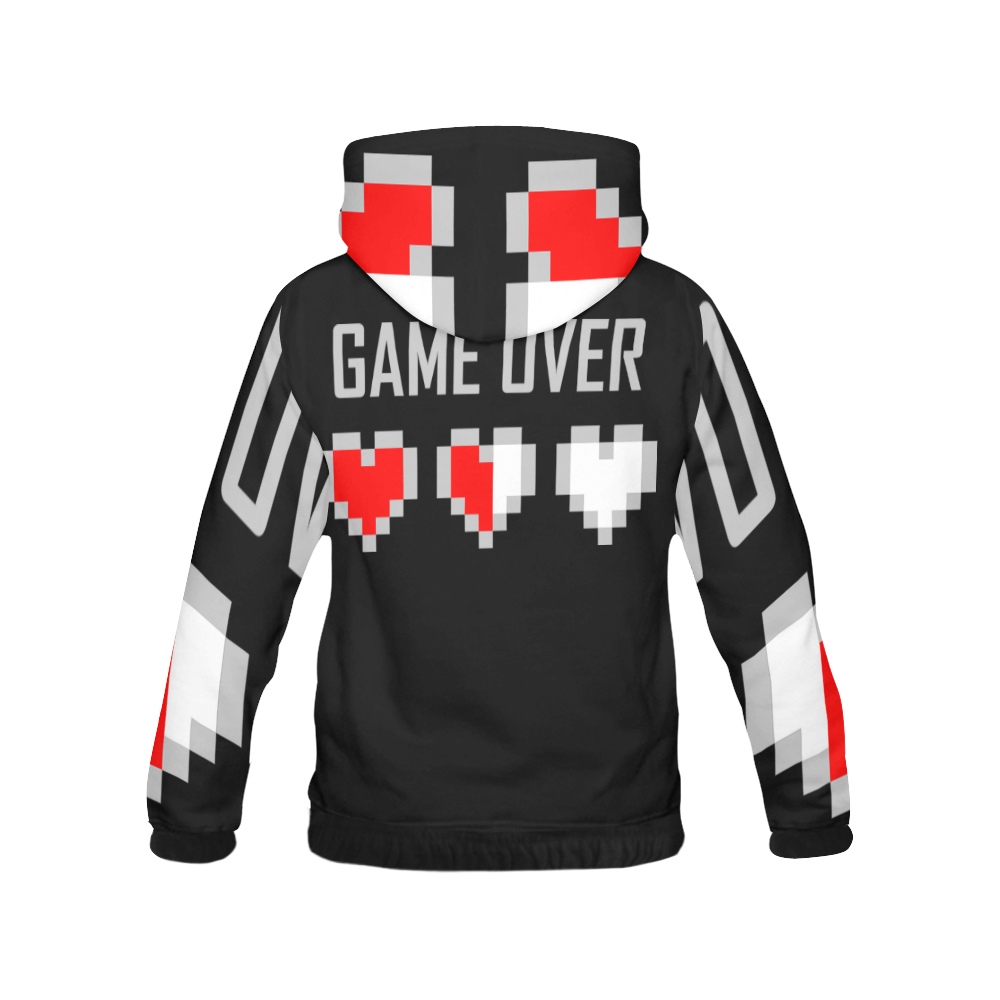 AOP Hoodie Gamer Game Over Polyester & Spandex All Over Print Hoodie for Men (USA Size) (Model H13)