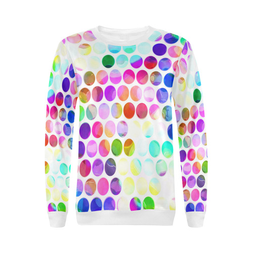 Watercolor Polka Dots All Over Print Crewneck Sweatshirt for Women (Model H18)