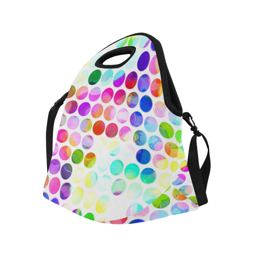 Watercolor Polka Dots Neoprene Lunch Bag/Large (Model 1669)