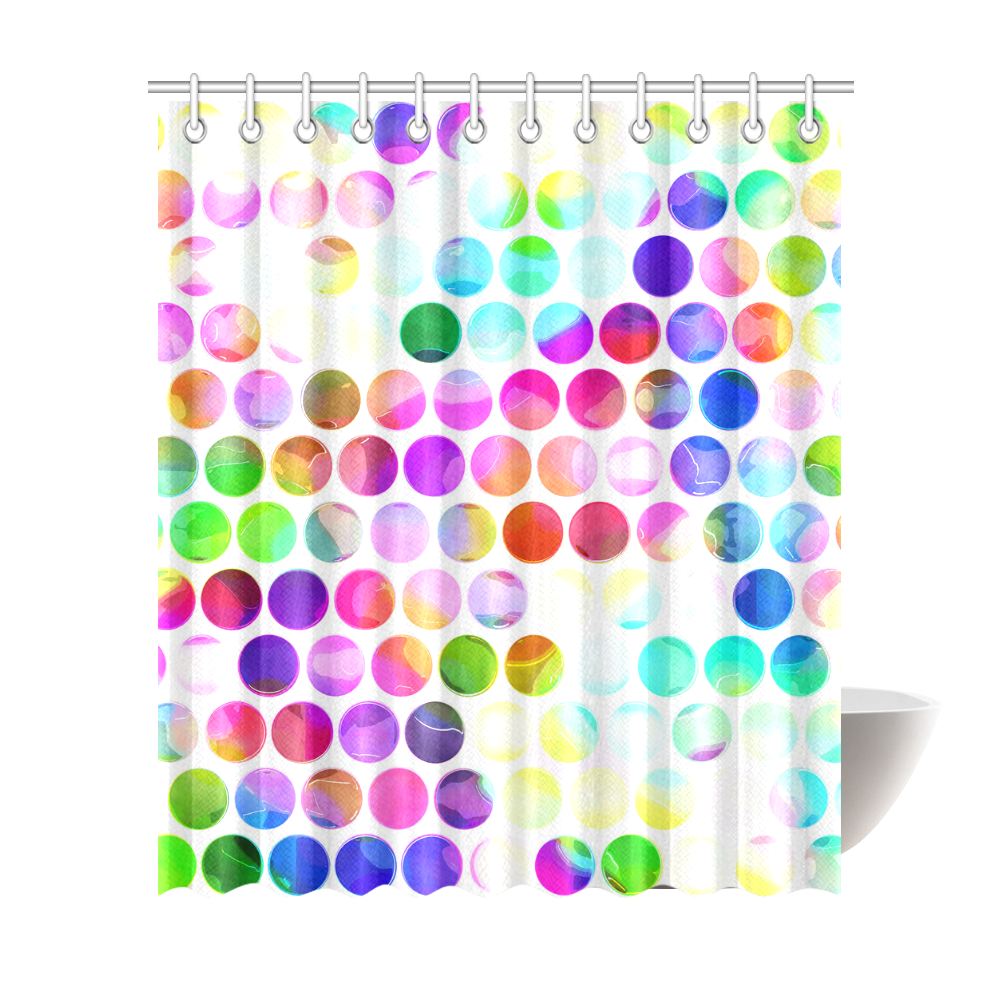 Watercolor Polka Dots Shower Curtain 72"x84"