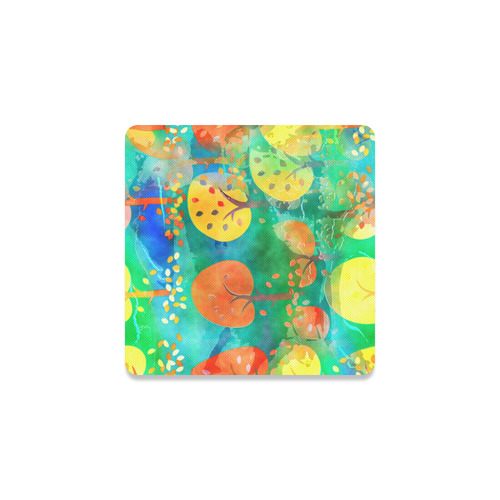 Watercolor Fall Forest Square Coaster