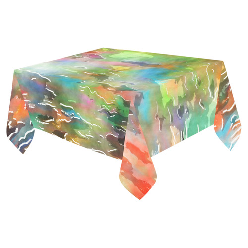 Watercolor Paint Wash Cotton Linen Tablecloth 52"x 70"