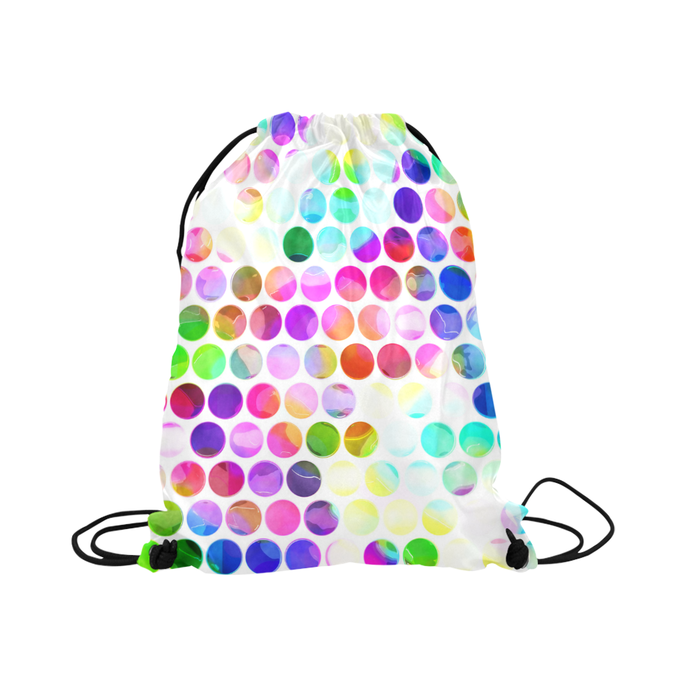 Watercolor Polka Dots Large Drawstring Bag Model 1604 (Twin Sides)  16.5"(W) * 19.3"(H)