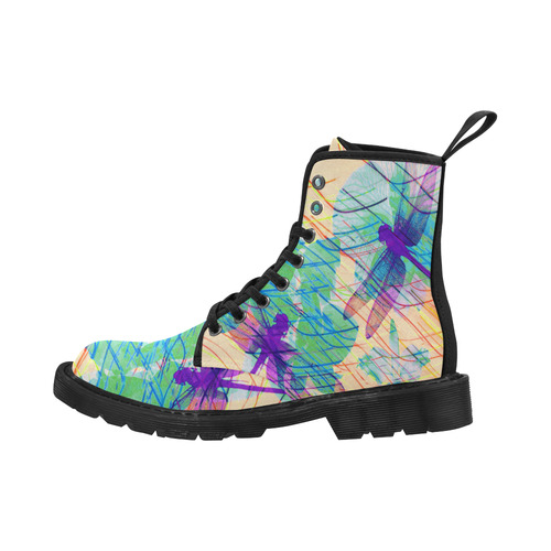 Colorful Dragonflies Martin Boots for Women (Black) (Model 1203H)