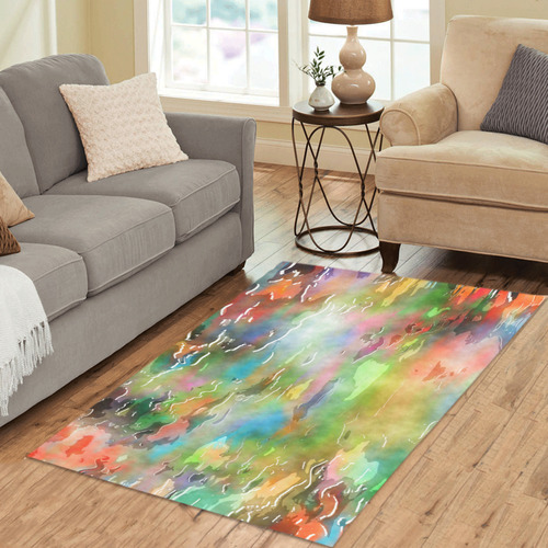 Watercolor Paint Wash Area Rug 5'x3'3''