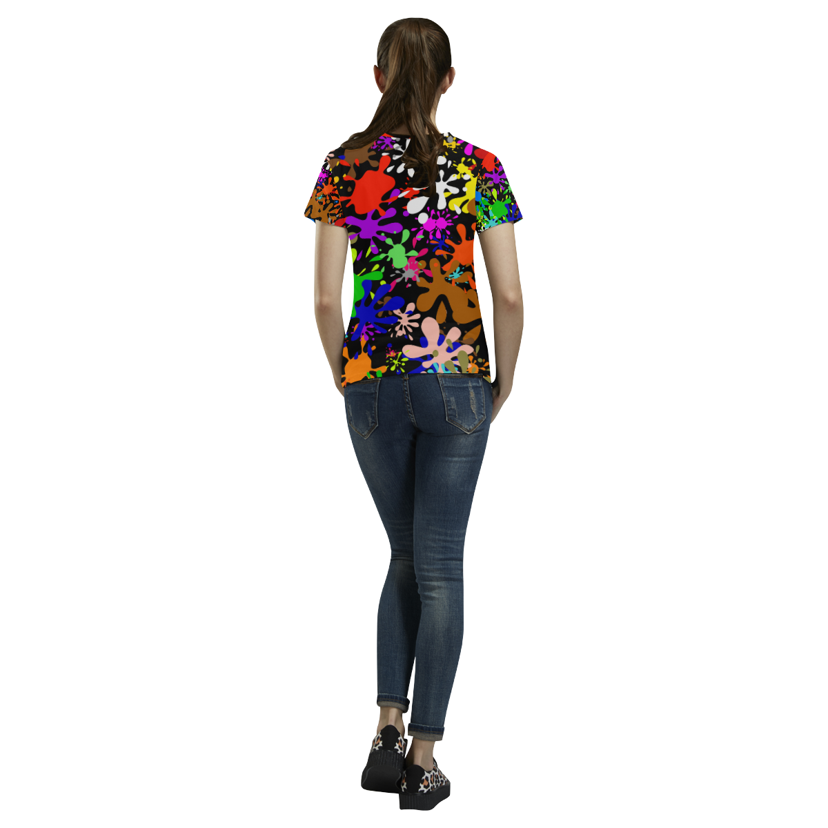 Paint Splats & Ink Blots All Over Print T-Shirt for Women (USA Size) (Model T40)
