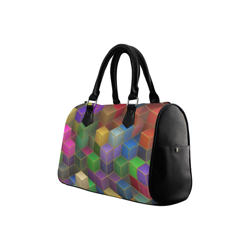 Geometric Rainbow Cubes Texture Boston Handbag (Model 1621)