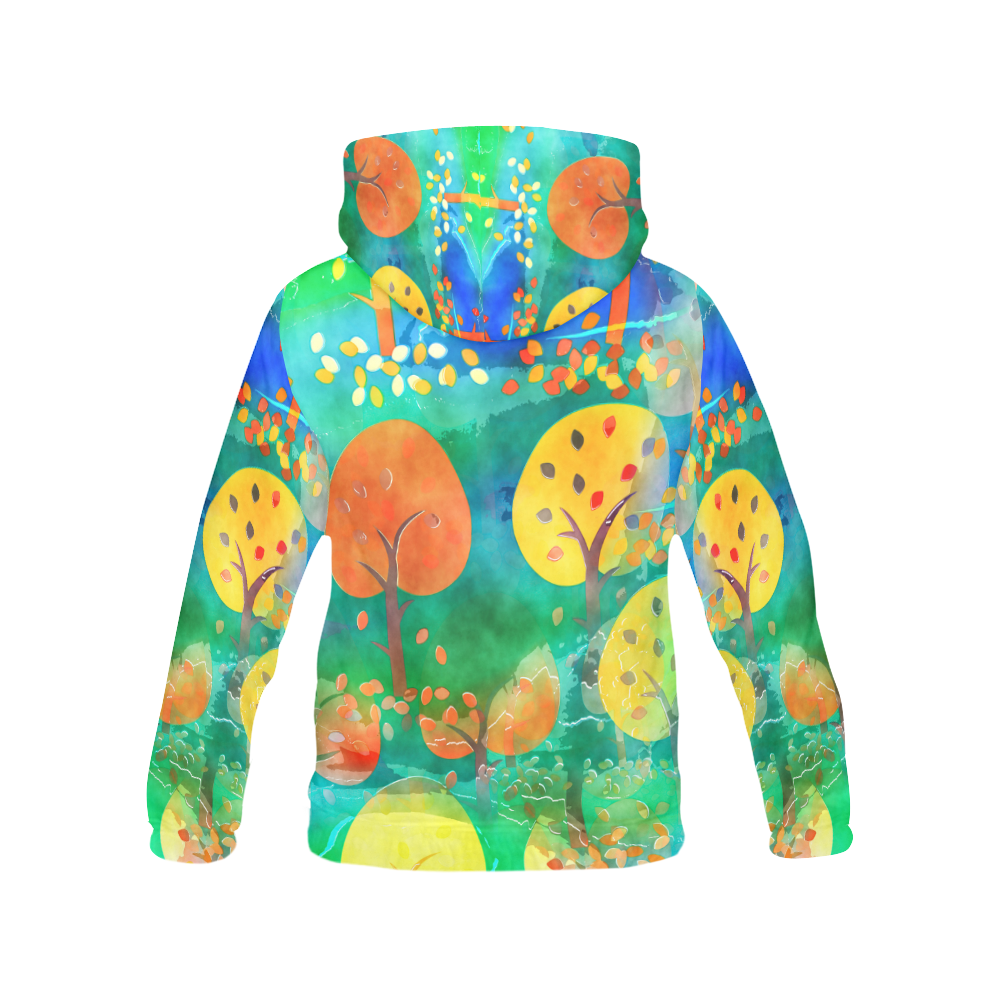 Watercolor Fall Forest All Over Print Hoodie for Women (USA Size) (Model H13)