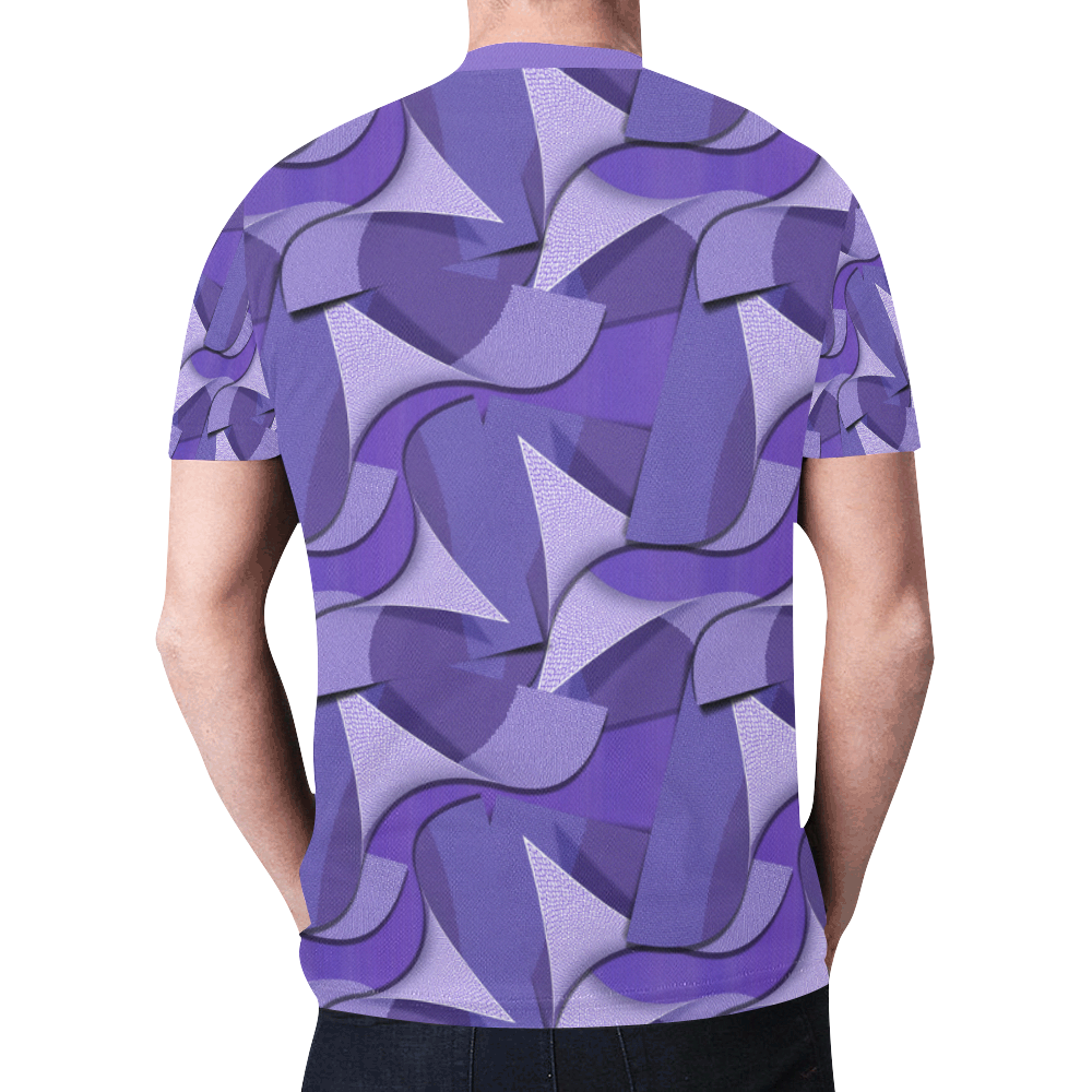 Ultra Violet Abstract Waves New All Over Print T-shirt for Men (Model T45)