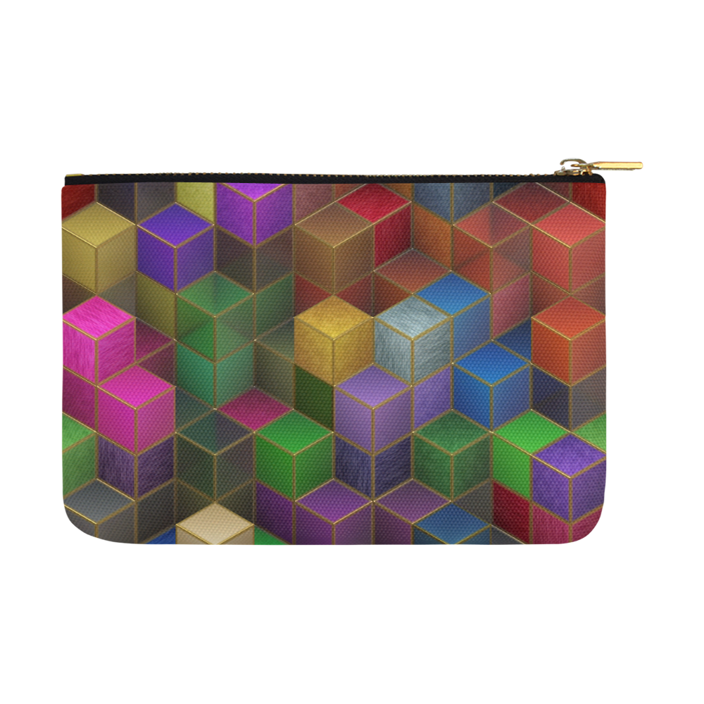 Geometric Rainbow Cubes Texture Carry-All Pouch 12.5''x8.5''