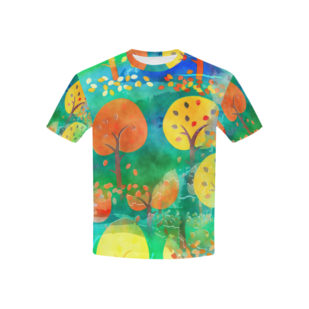 Watercolor Fall Forest Kids' All Over Print T-shirt (USA Size) (Model T40)